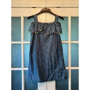 ✨EUC✨ LANDS’ END GIRLS OFF SHOULDER DRESS WITH MULTICOLORED TASSELS 💚💛💖